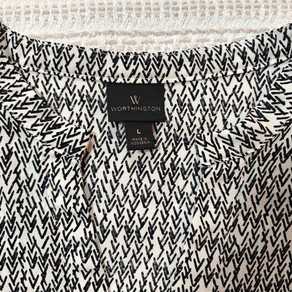 Worthington Oversized White and Black Pattern Tunic Top Size L - Picture 5 of 7